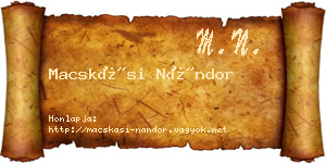 Macskási Nándor névjegykártya