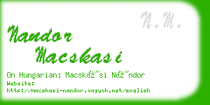 nandor macskasi business card